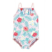 Girls Baby Swimsuit, Tropical Floral, 3-6 Months
